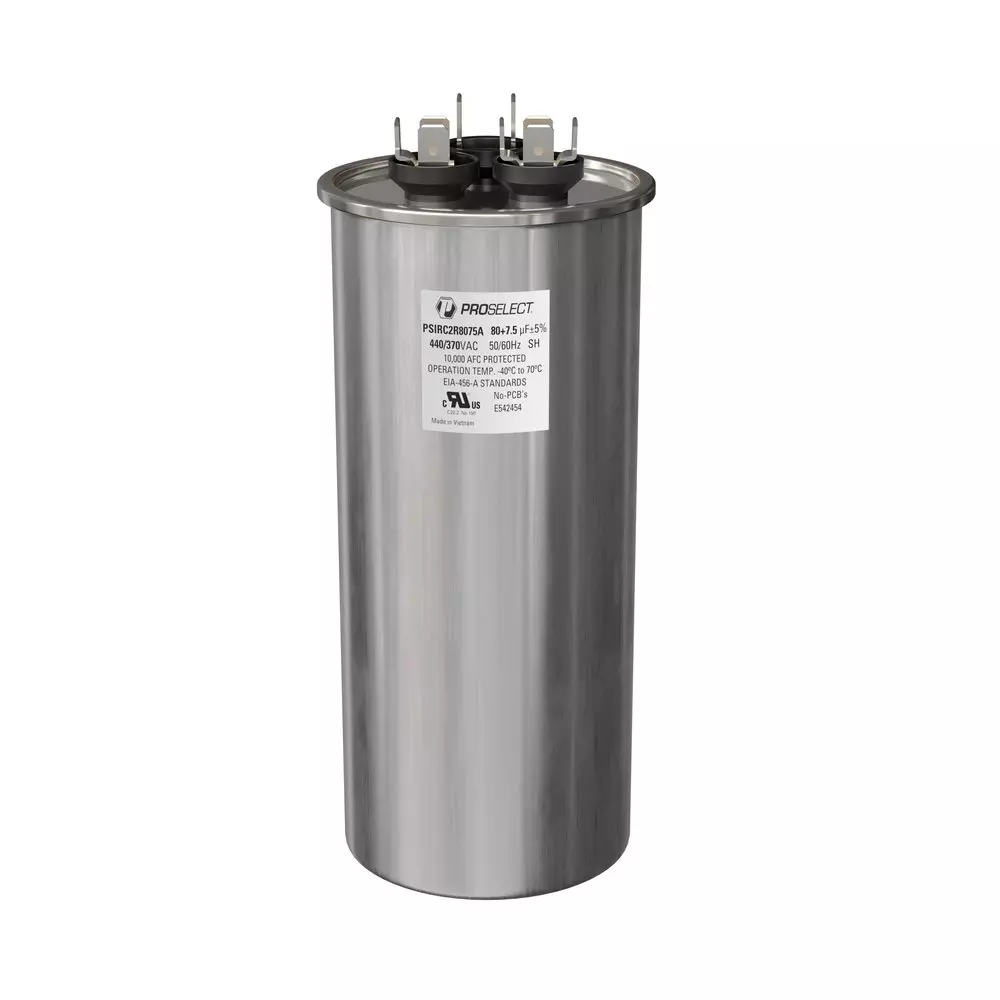 PROSELECT 80/7.5 MFD 440/370V Dual Round Run Capacitor MPN PSIRC2R8075A