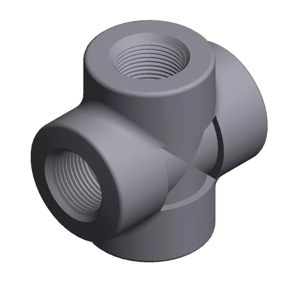Phoenix Forging 1-1/4 in. 3000# Threaded Cross Forged Steel A105 MPN 12201213 — image 1