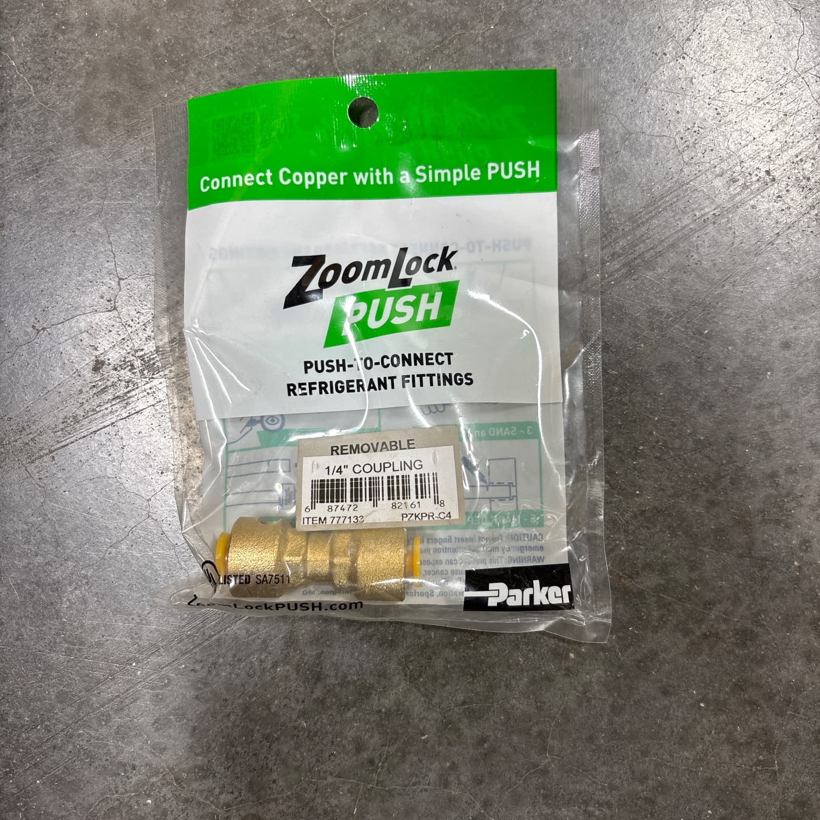 Parker Hannifin 1/4 in. Copper Coupling PZKPR-C4 MPN 777133 — image 1