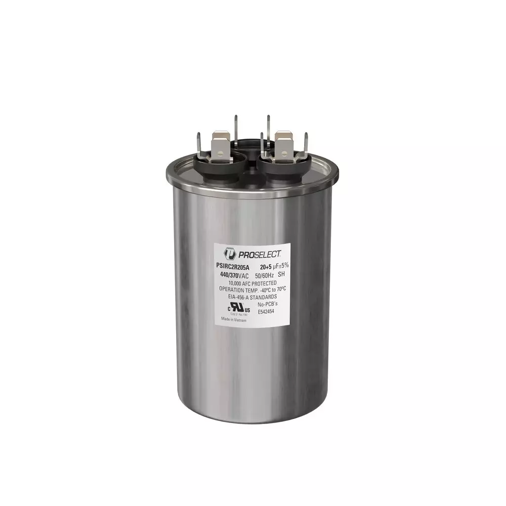 PROSELECT 20/5 MFD 440/370V Dual Round Run Capacitor MPN PSIRC2R205A