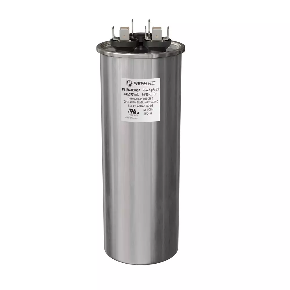 PROSELECT® 50/7.5 MFD 440/370V Dual Round Run Capacitor MPN PSIRC2R5075A