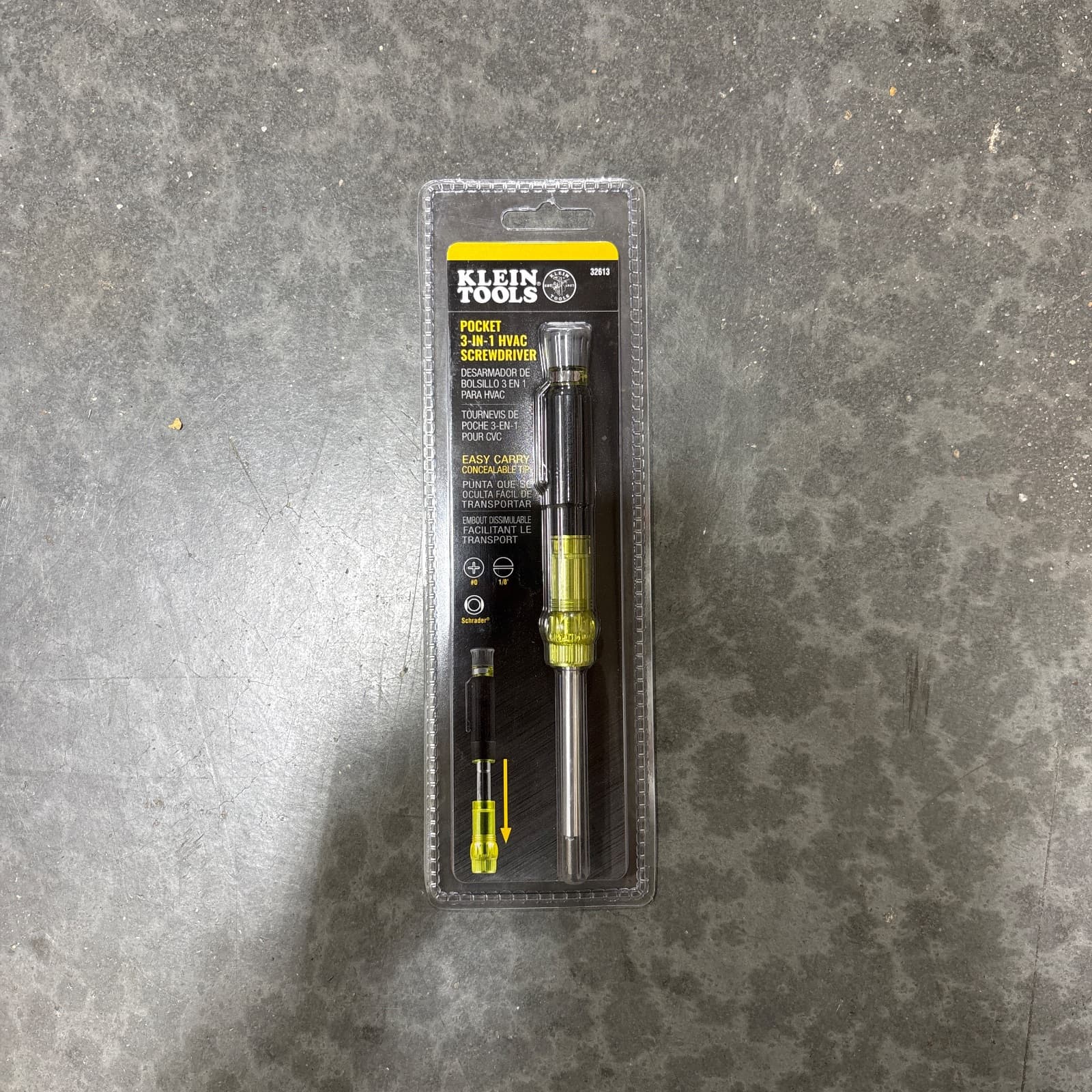 Klein Tools 3-in-1 HVAC Pocket Screwdriver with Interchangeable Tips MPN 32613