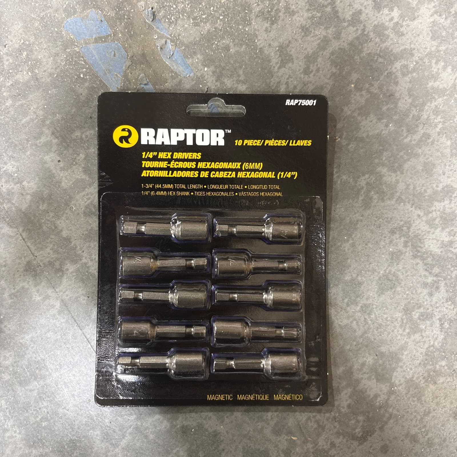 RAPTOR 1/4 x 1-3/4 in. Magnetic Hex Chuck Driver MPN RAP75001