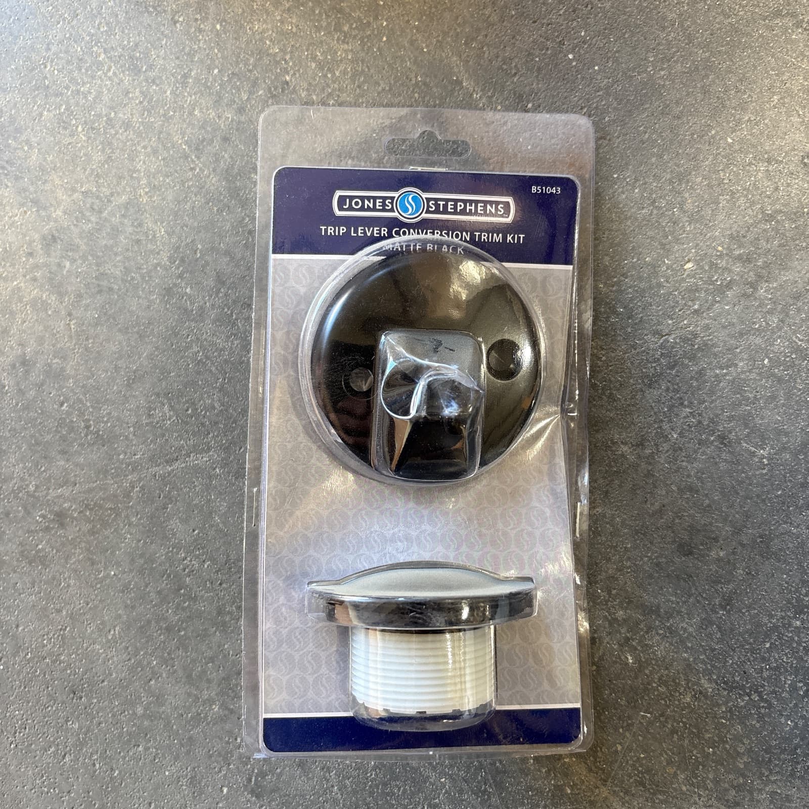 JONES STEPHENS Matte Black Two-Hole Trip Lever Tub Drain Trim Kit MPN B51043