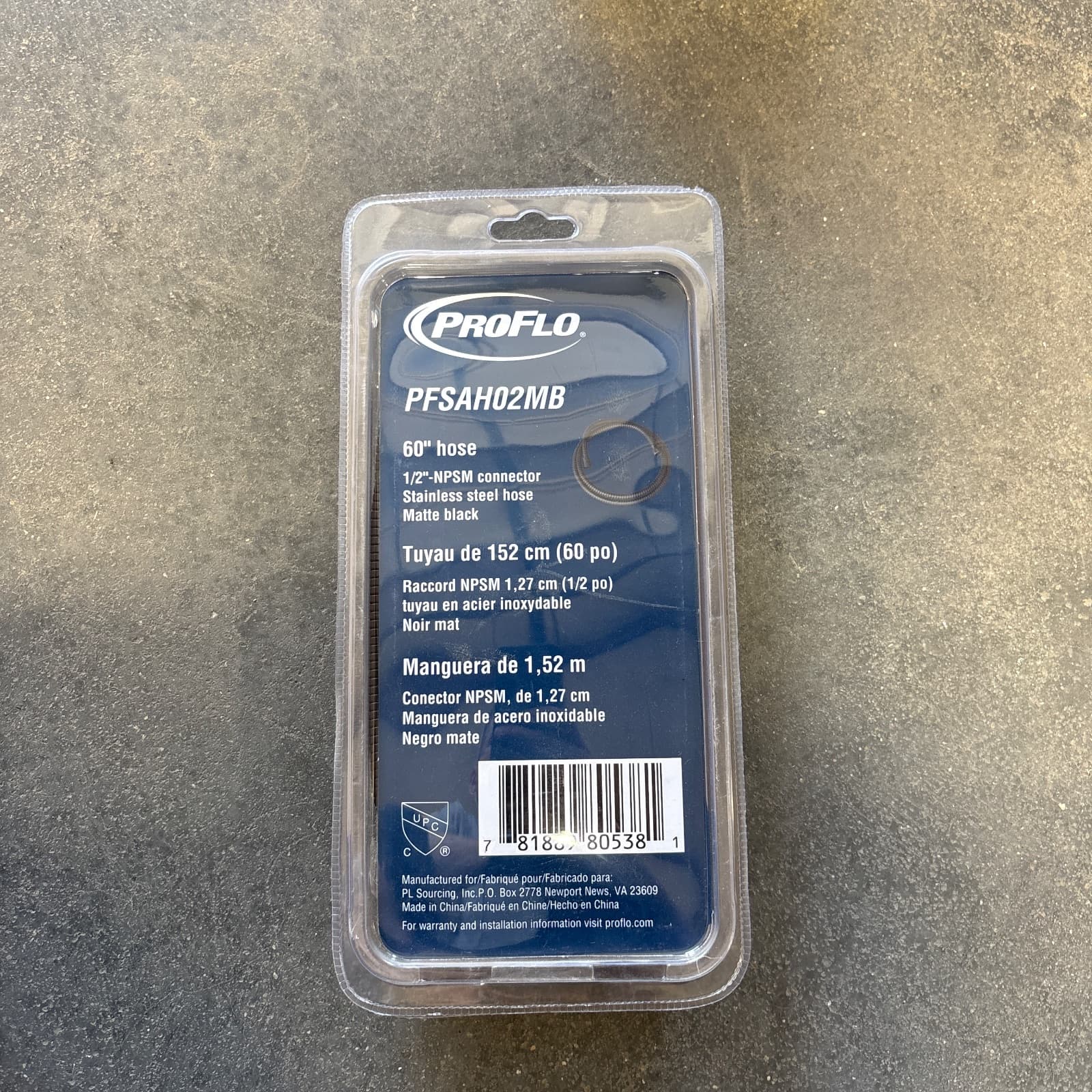 PROFLO 60 in. Hand Shower Hose, Matte Black, 1/2 in NPSM MPN PFSAH02MB
