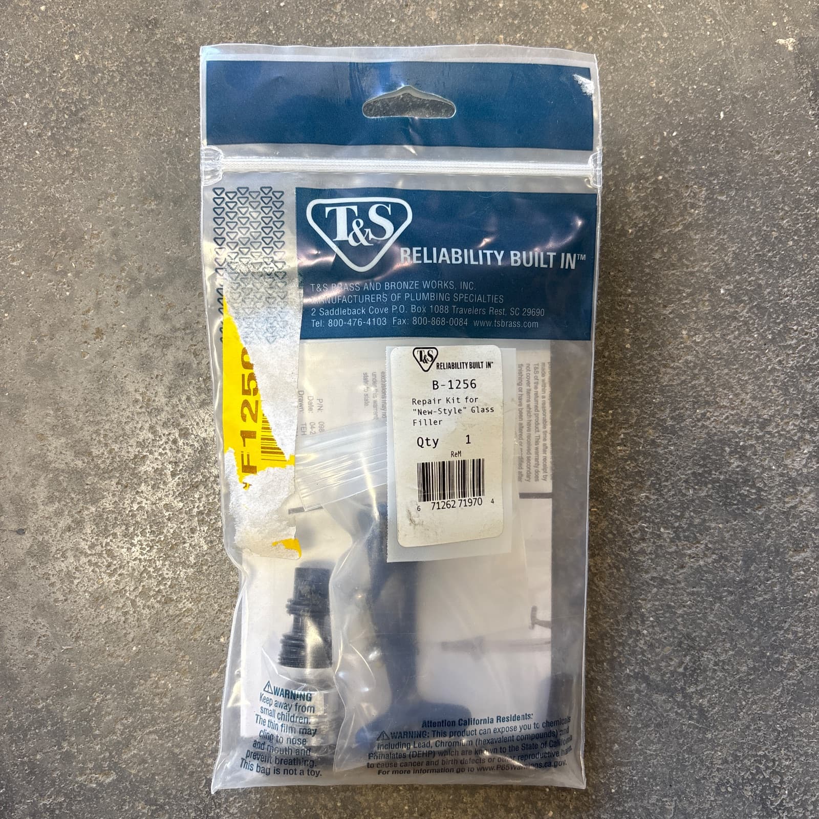 T&S Brass Glass Filler Repair Kit, New-Style, Thermoplastic MPN B-1256