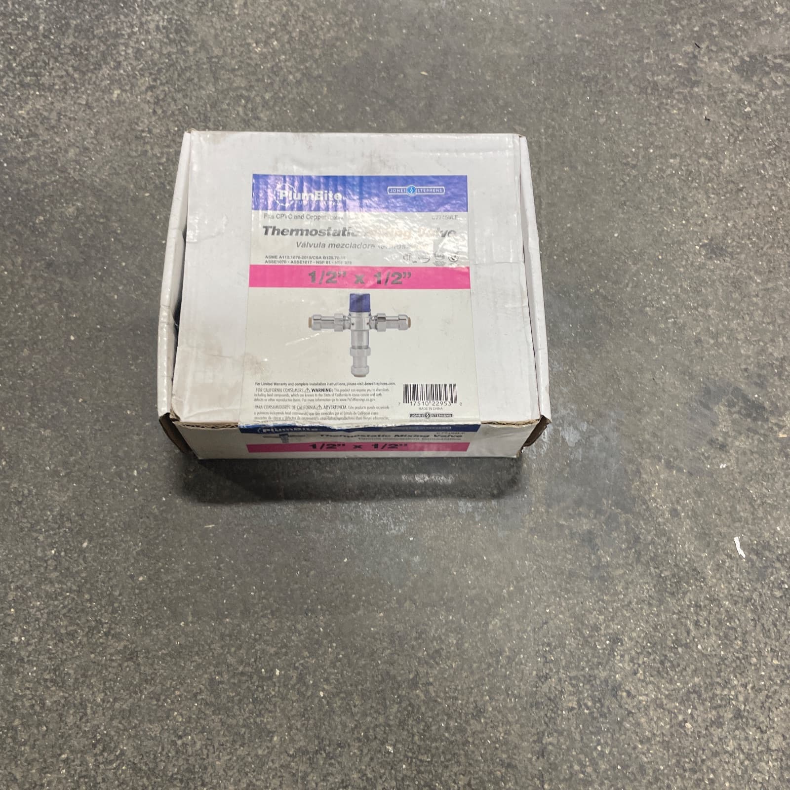 Jones Stephens Plumbite 1/2 in. Push On Thermostatic Mixing Valve MPN C77468LF — image 1